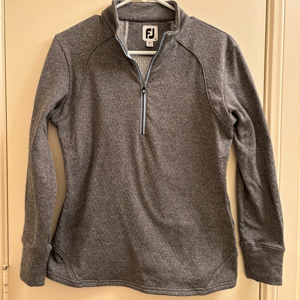 FootJoy Quarter Zip Pullover Sweater Men Small Gray Blue Golf Tech Performance